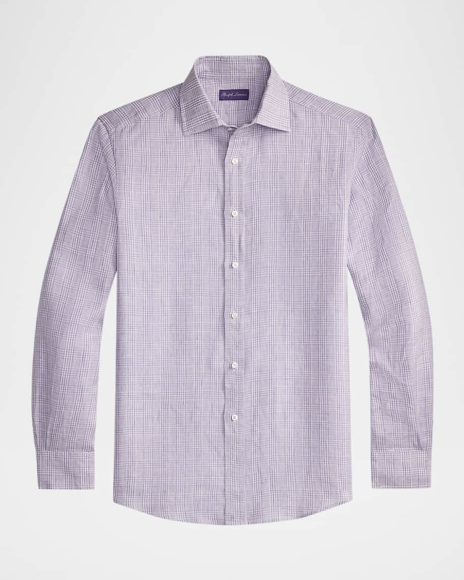 Ralph Lauren purple label リネンスイングトップ Ralph Lauren Purple Label Glen Check Linen Shirt | Neiman Marcus