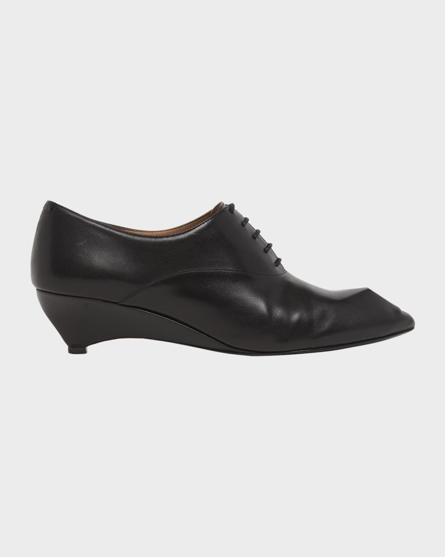 Jil Sander 35mm Leather Oxford Wedges | Neiman Marcus