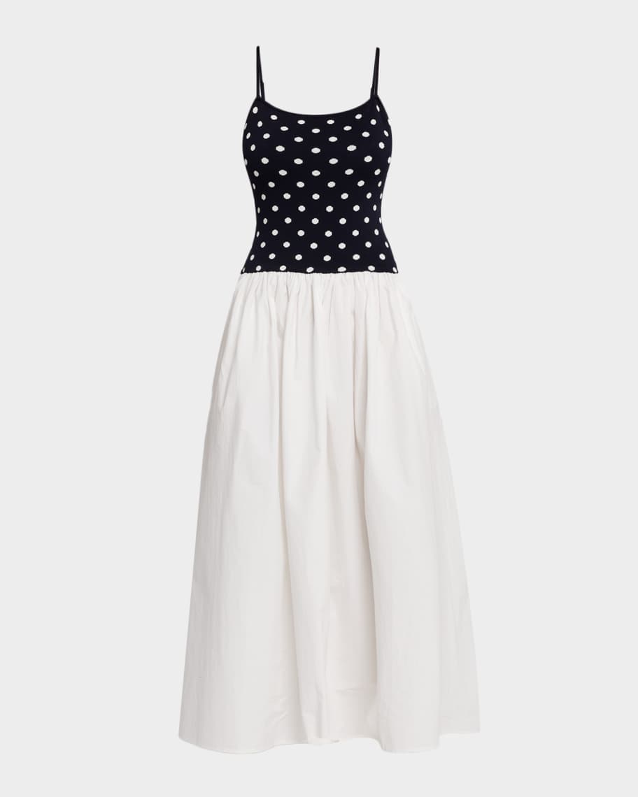 knee length dresses for ladies Kristena Drop Waist Polka Dot Midi Dress – VICI