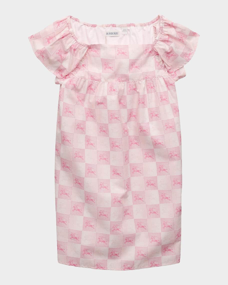 Burberry Childrens Knight Checkerboard Cotton Dress , Size: 12Y