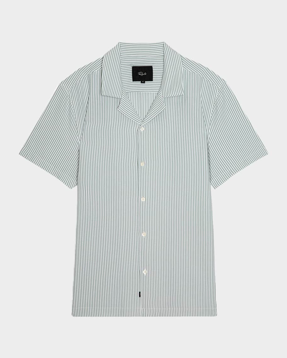 Rails Men's Short-Sleeve Amalfi Shirt in Sage Stripes | Neiman Marcus