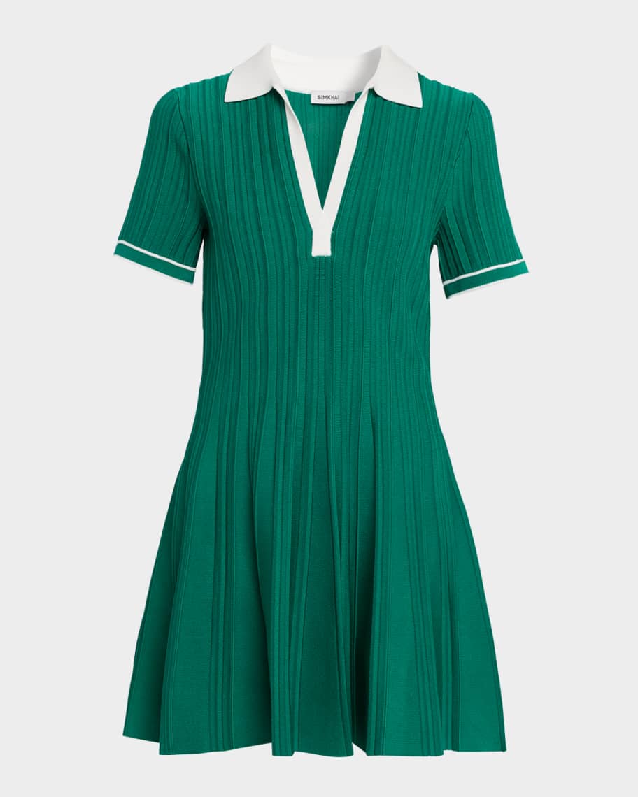 SIMKHAI Page Knit Polo Mini Dress | Neiman Marcus