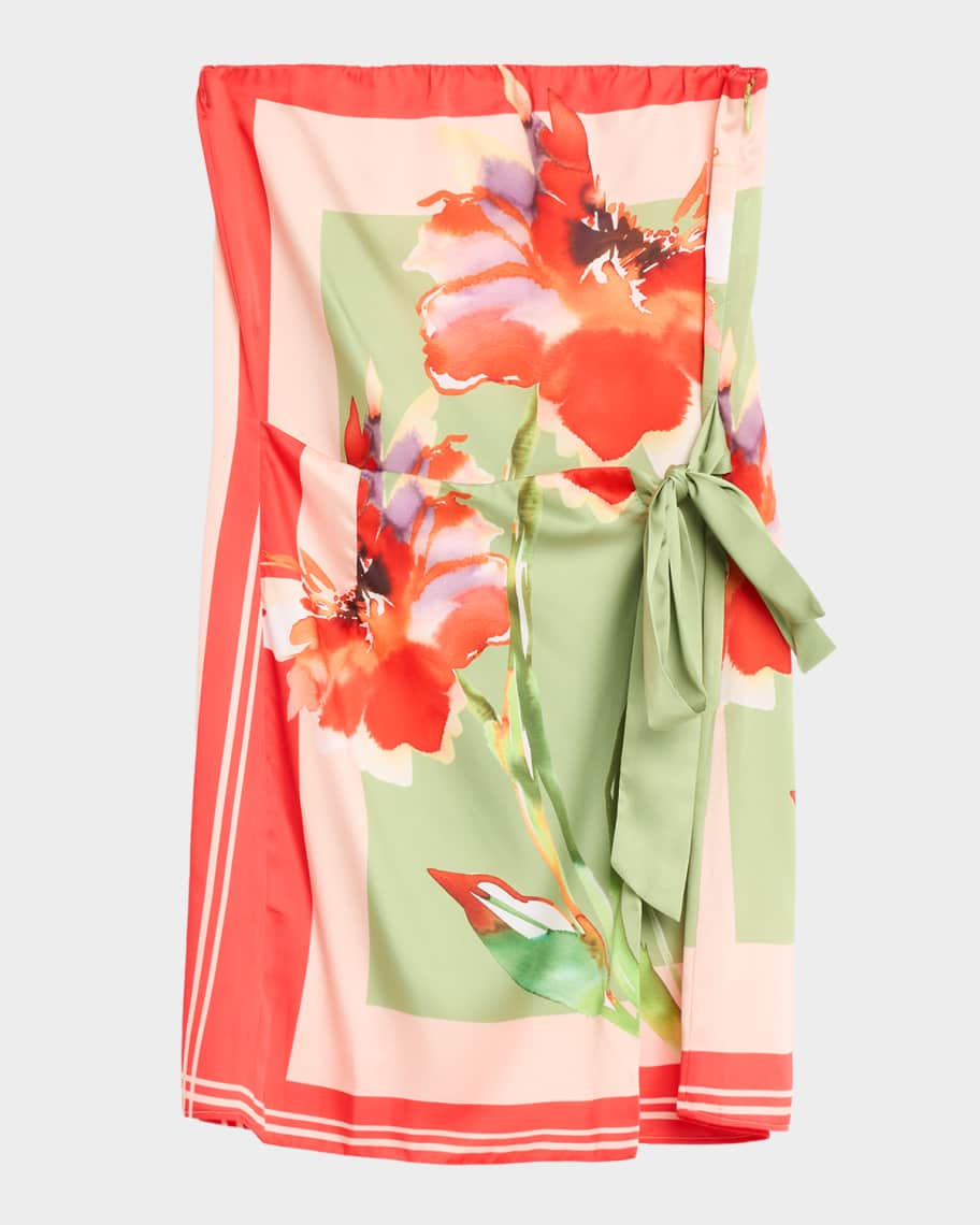 MISA Los Angeles Priya Satin Wrap Mini Dress | Neiman Marcus