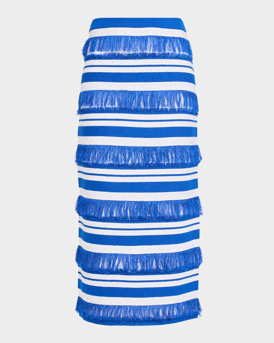 SIMKHAI Lula Knit Fringe Midi Skirt | Neiman Marcus