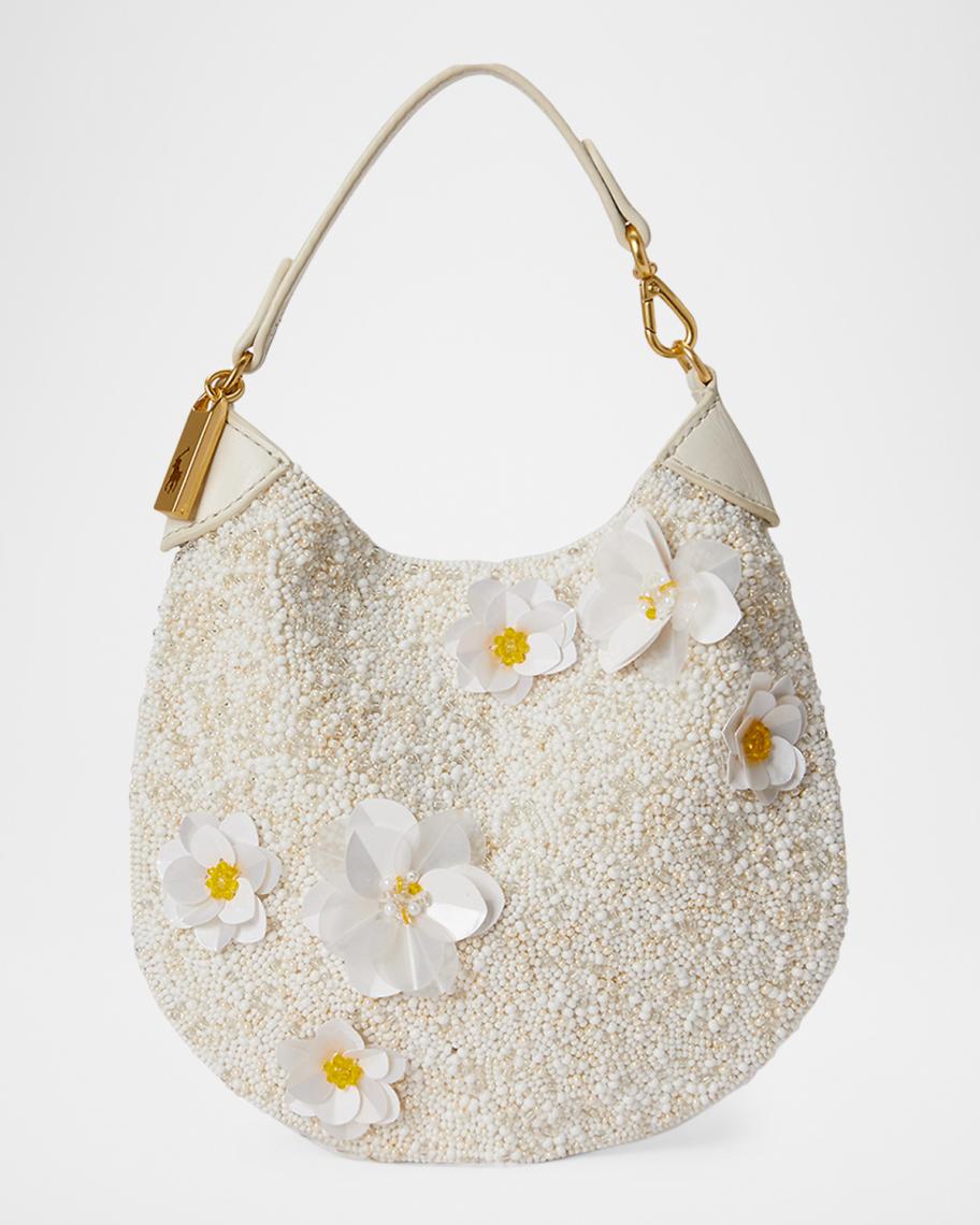 Polo Ralph Lauren Polo ID Floral-Beaded Top Handle Bag | Neiman Marcus