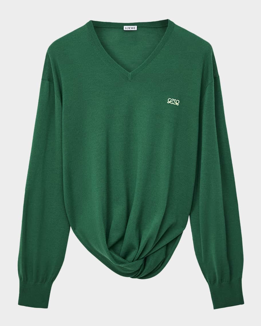 Loewe Draped V-Neck Sweater | Neiman Marcus