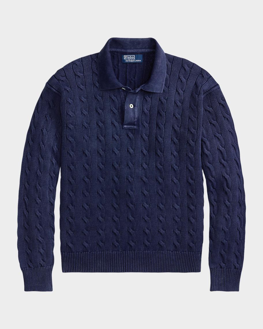 Polo Ralph Lauren Men's Relaxed Fit Cable-Knit Cotton Polo Sweater