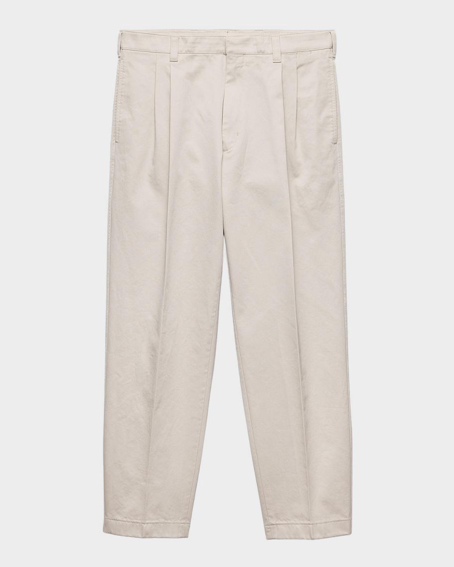 Prada Men's Pleated Cotton Wide-Leg Pants | Neiman Marcus