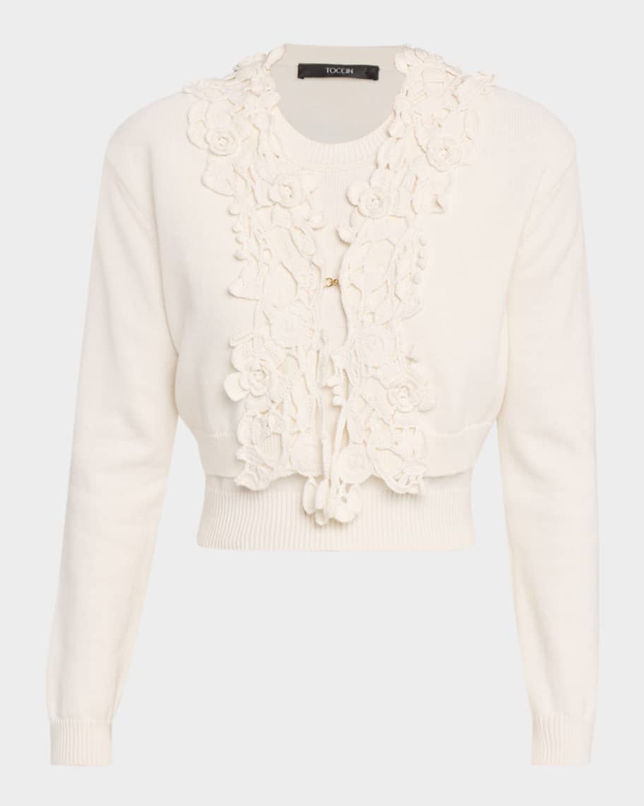 Toccin Rosalind Floral Cotton-Cashmere Cardigan | Neiman Marcus
