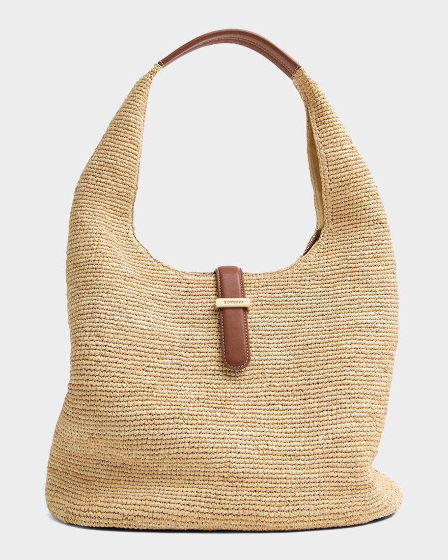 SIMKHAI Khai Small Raffia Tote Bag | Neiman Marcus