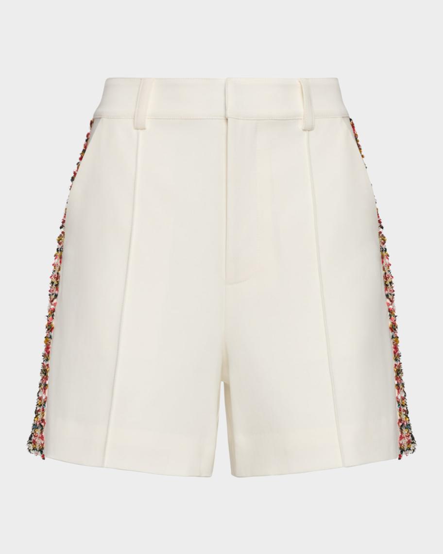 Cinq à Sept Lynn Tweed-Embellished Crepe Shorts | Neiman Marcus