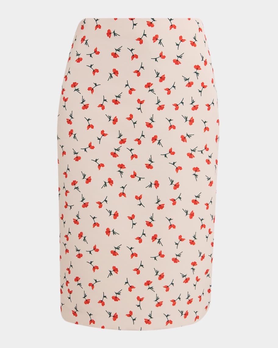 Jil Sander Poppy Floral Pencil Skirt | Neiman Marcus