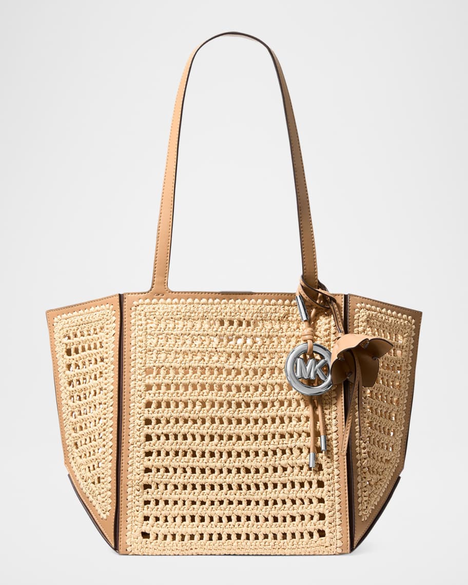 MICHAEL Michael Kors Medium Cinched Crochet Faux Raffia Tote Bag