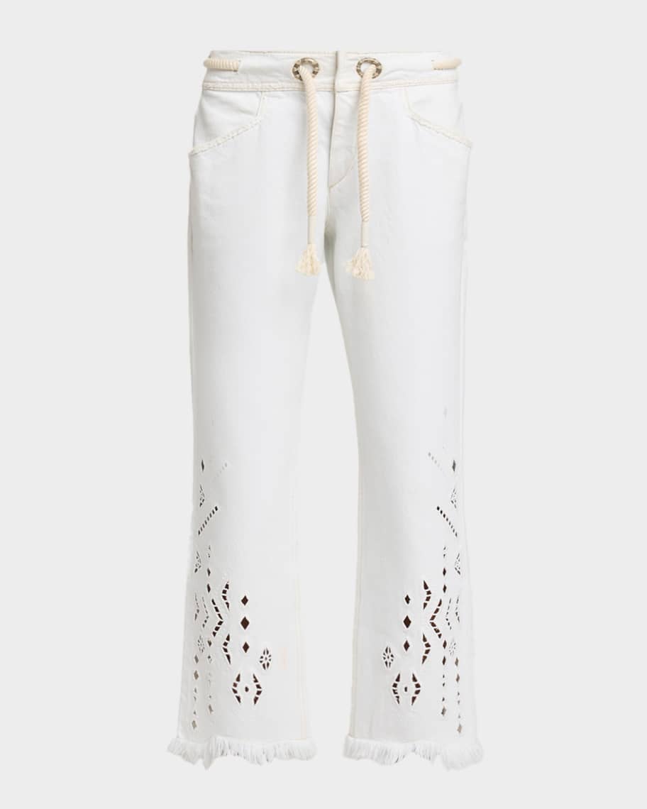 Isabel Marant Alison Embroidered Crop Jeans | Neiman Marcus