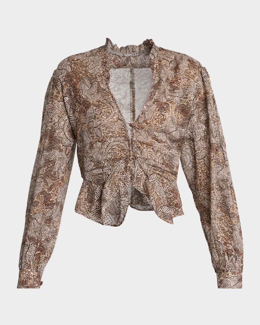 Isabel Marant Celeny Floral Button-Front Crop Blouse | Neiman Marcus