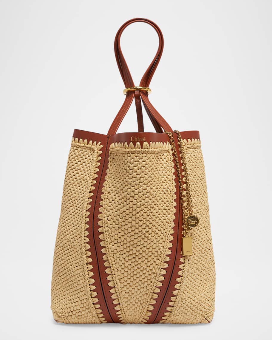 Chloe Spin Medium Tote Bag in Viscose Raffia | Neiman Marcus
