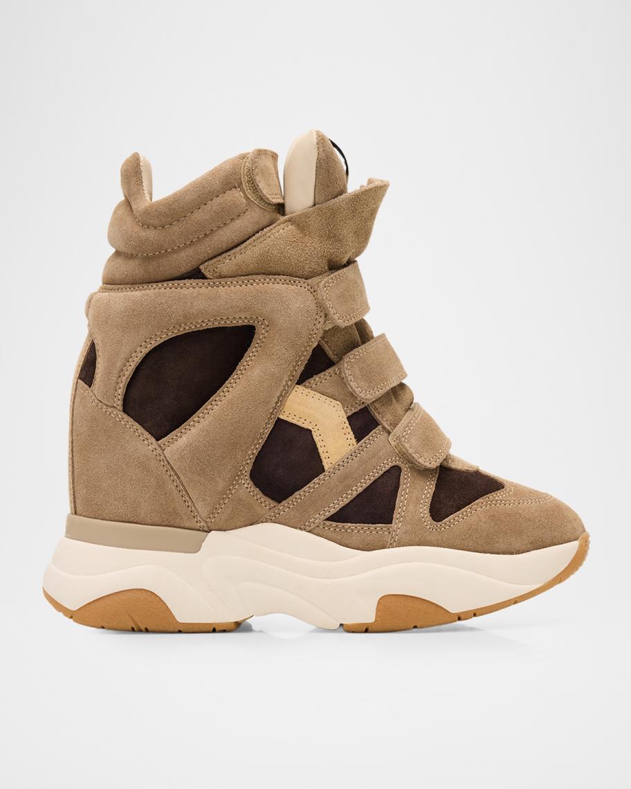 Isabel Marant Balskee Mixed Leather High-Top Sneakers | Neiman Marcus