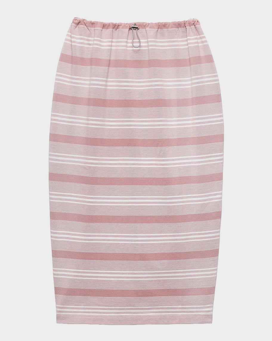 PRADA スカート サーモンピンク 美品 SALE‼️ Prada Striped Cotton Pique Midi Pencil Skirt | Neiman Marcus