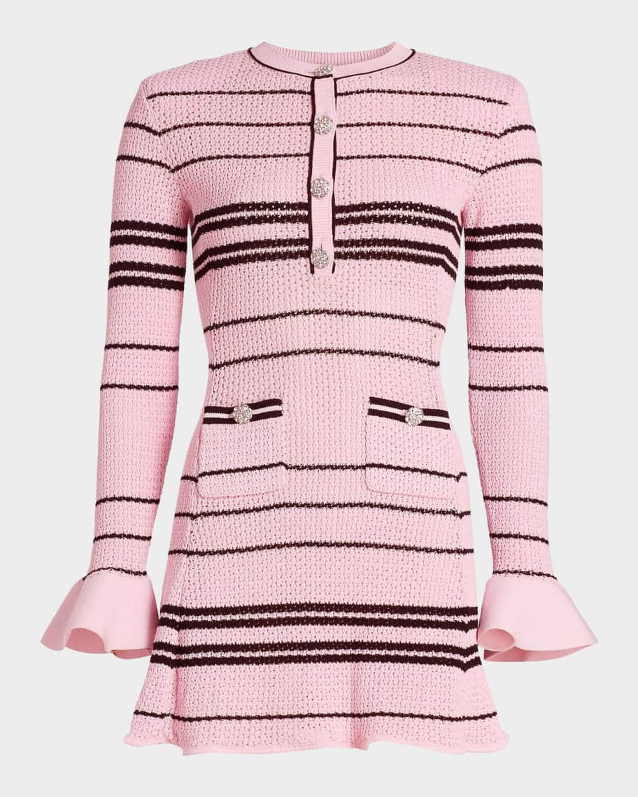 knee length dresses for ladies Pink Textured Knit Mini Dress main image 1