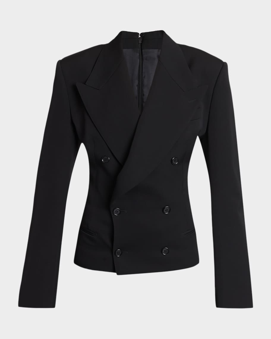 Dolce&Gabbana Exaggerated Shoulder Double-Breasted Silk Jacket