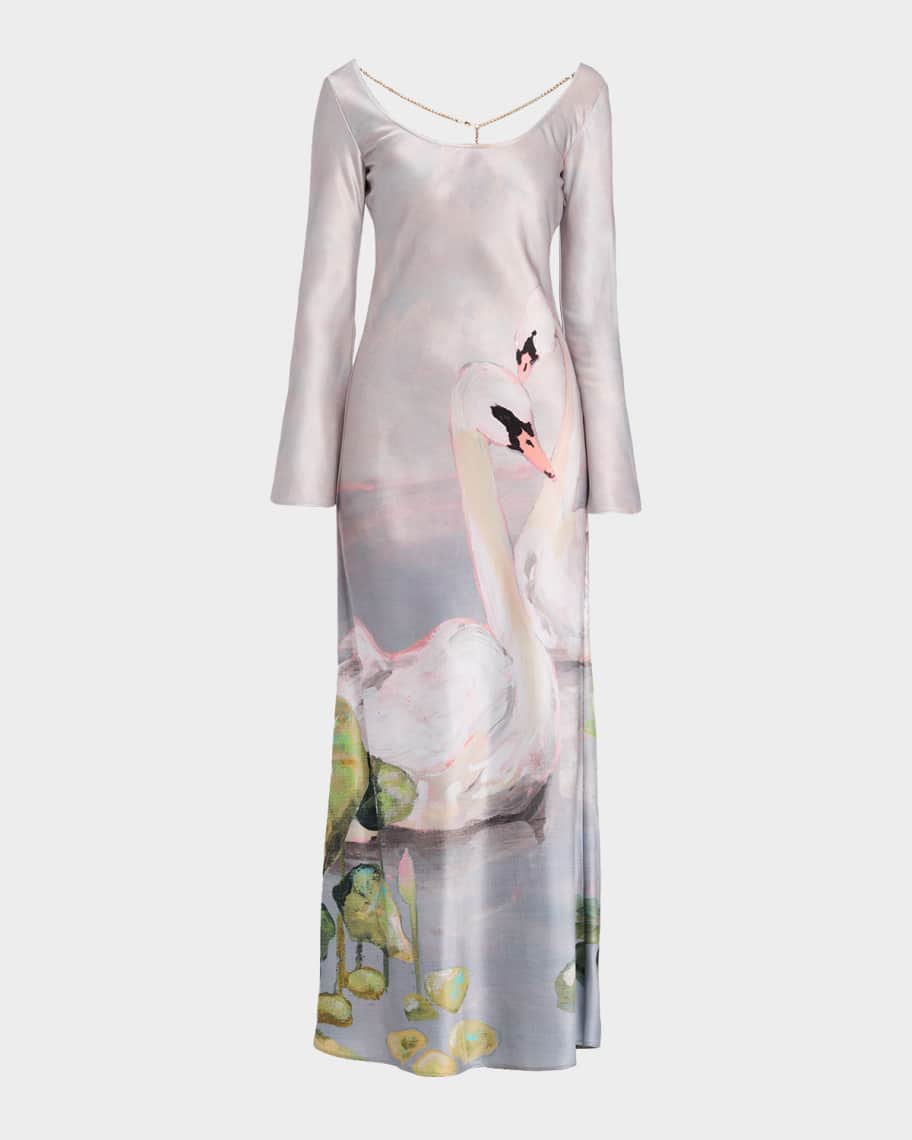 Acler Callaly Satin Maxi Dress, Swan Song, Women's, 4, Casual & Work Dresses Maxi Dresses