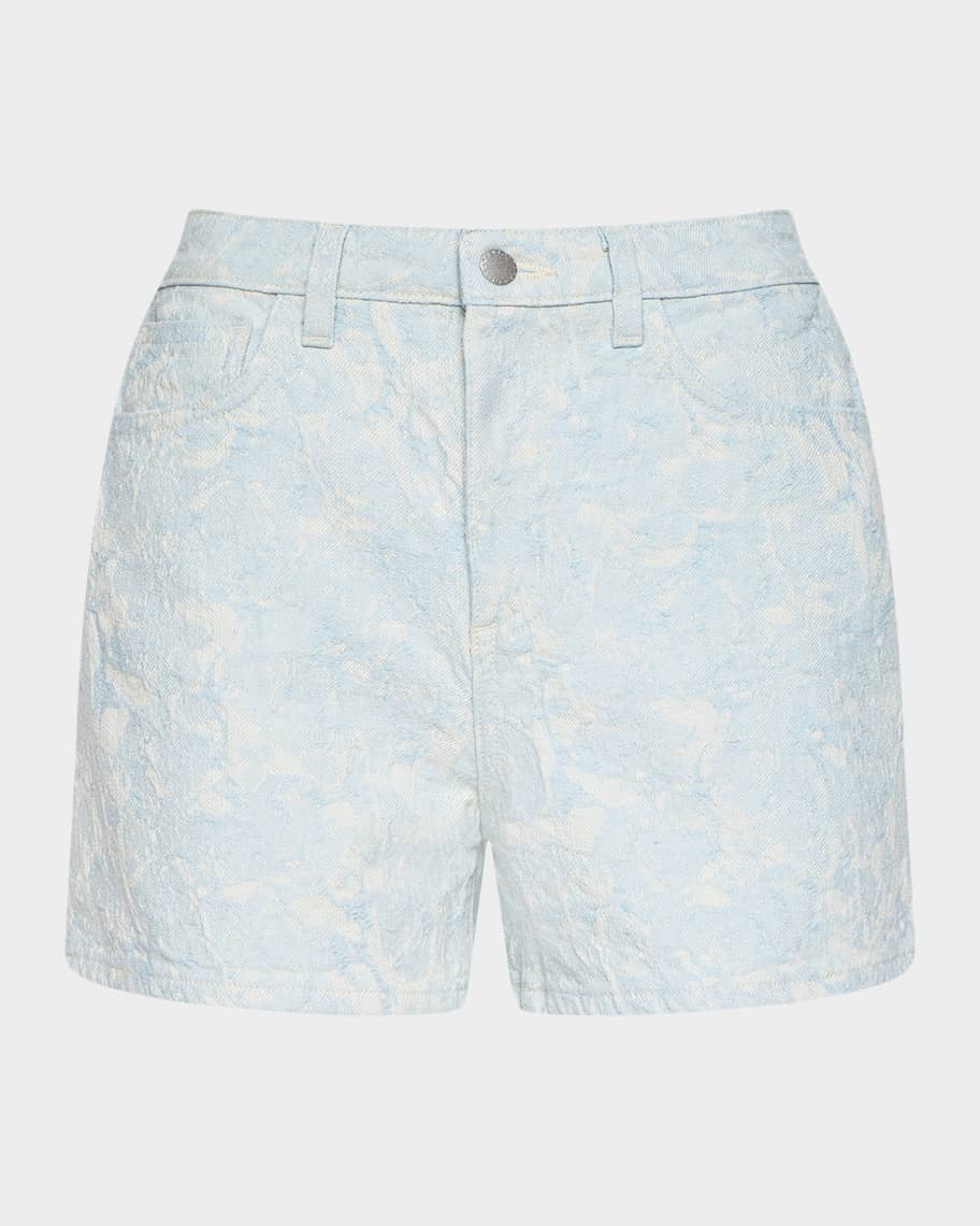 L'Agence Lissania Ultra-High Rise Floral Denim Shorts | Neiman Marcus