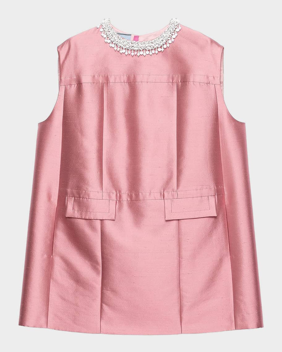 PRADA ベビーピンク ミニワンピース 36 Prada Beaded Double Shantung Mini Shift Dress | Neiman Marcus