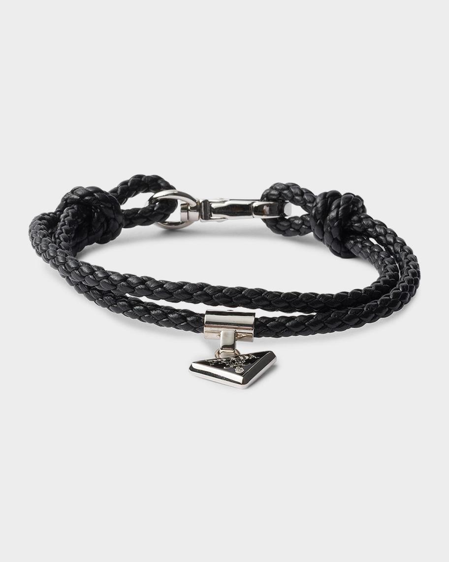 Prada Nappa Leather Logo Charm Bracelet | Neiman Marcus