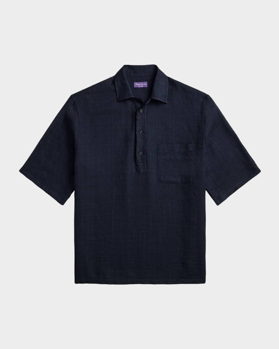 Ralph Lauren Purple Label Men's Basketweave Tonal Stripe Linen