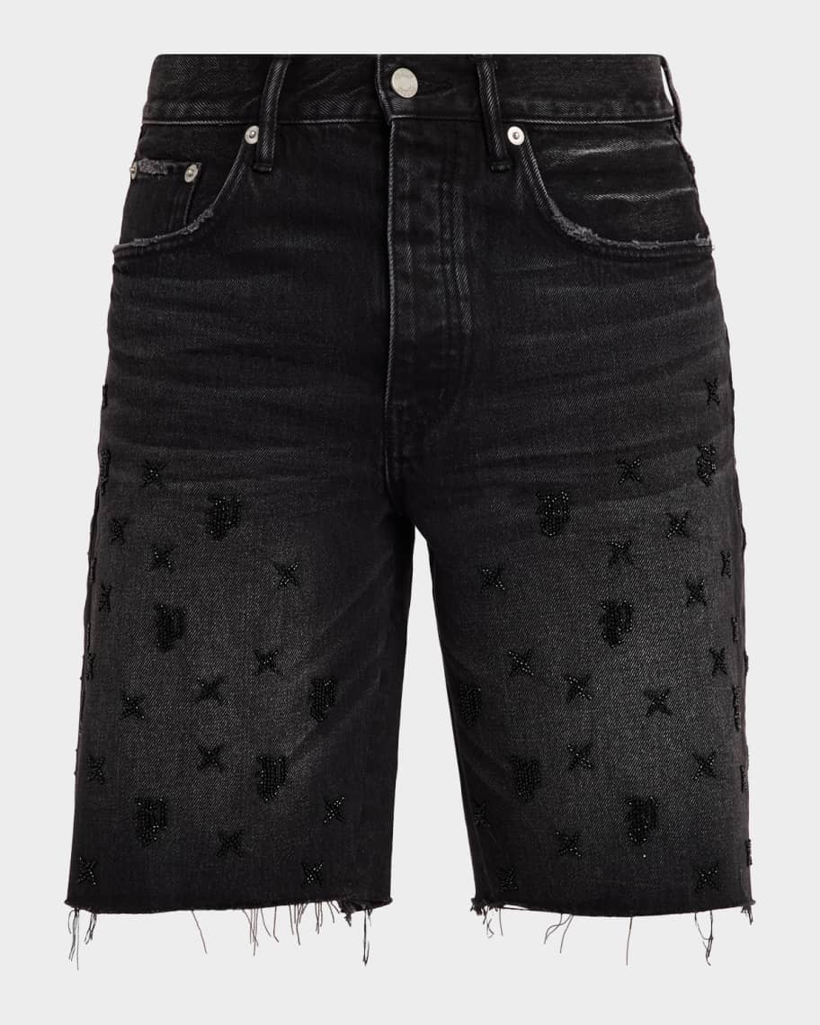 PURPLE Men's P059 Beaded Monogram Shorts | Neiman Marcus
