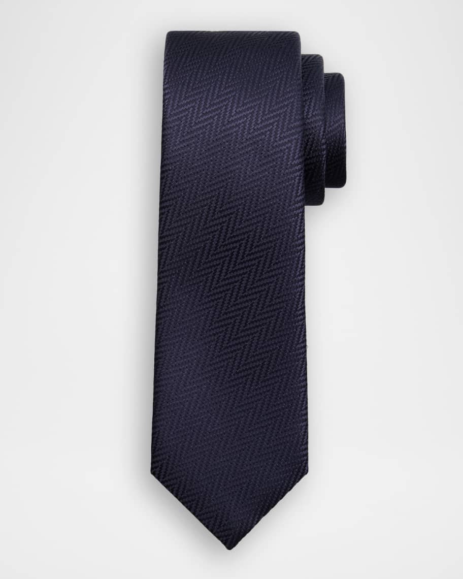 Giorgio Armani Men's Zig-Zag Woven Jacquard Silk Tie | Neiman Marcus