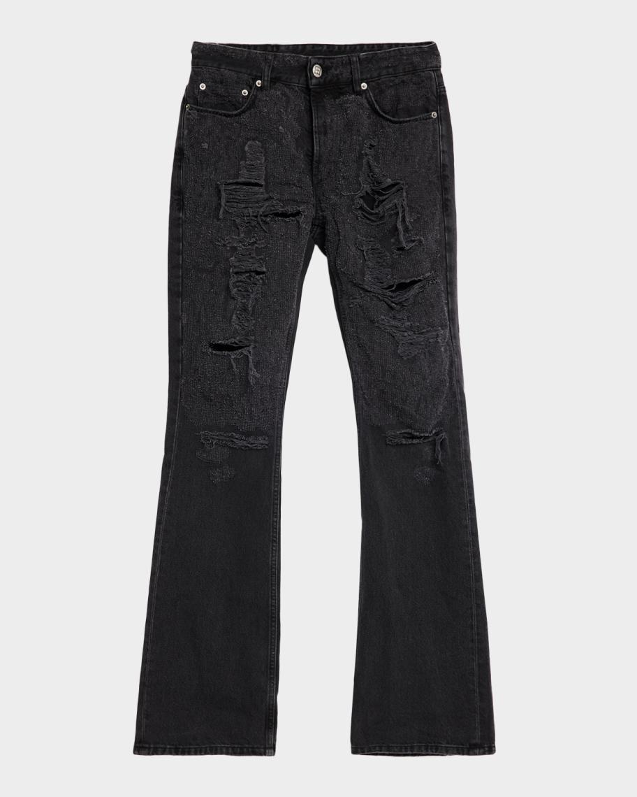Ksubi Men's Bronko Asher Trashed Distressed Bootcut Jeans | Neiman