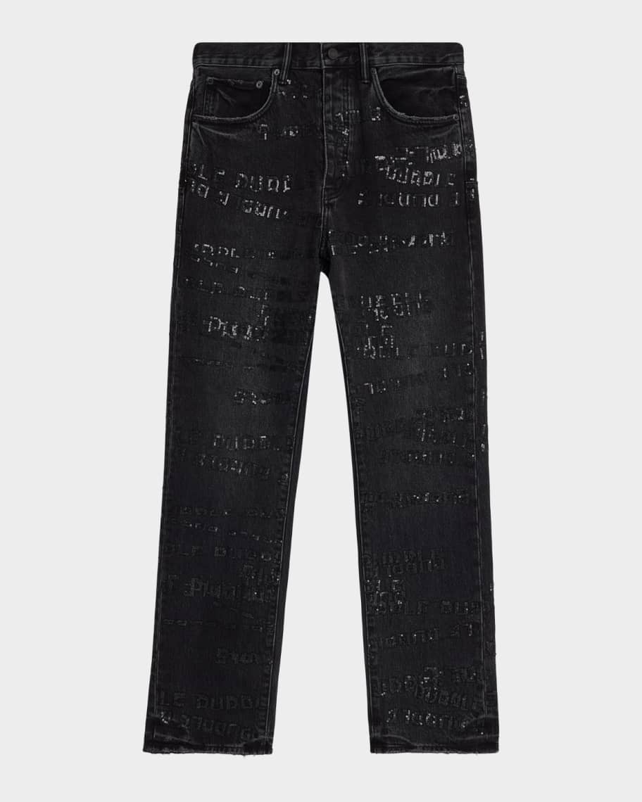 PURPLE Men's P011 Sequins Wordmark Jeans | Neiman Marcus