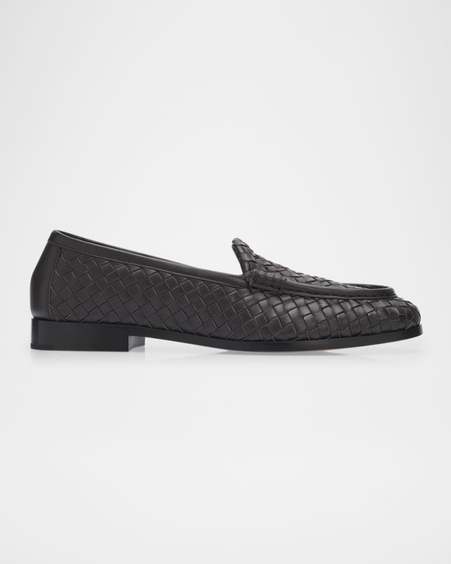Bottega Veneta Silenzio Intrecciato Leather Loafers | Neiman Marcus