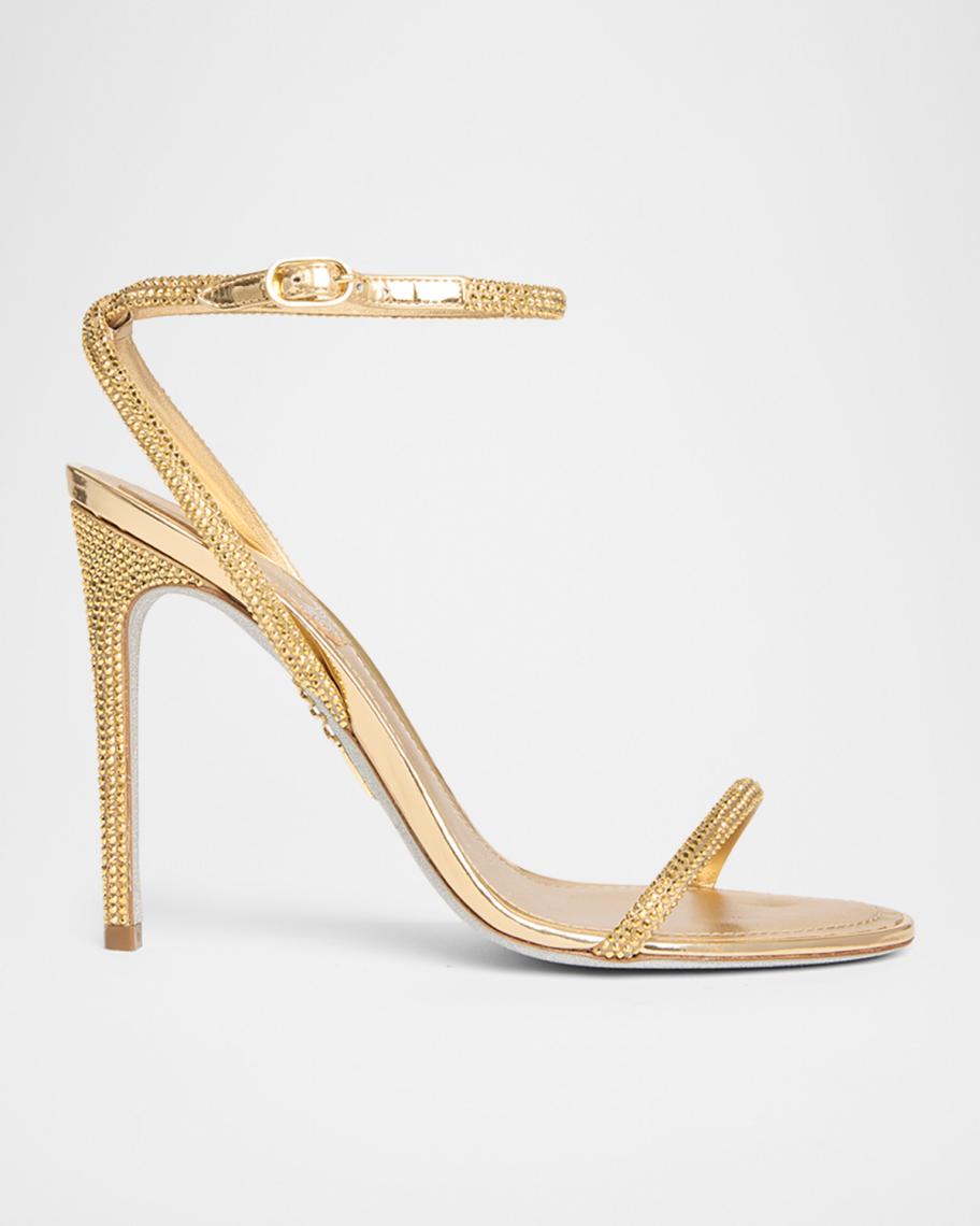RENE CAOVILLA★本革パンプス★36.5★23.5★試着のみ Rene Caovilla 105mm Embellished Metallic Leather Ankle-Strap
