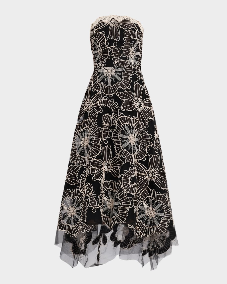 Teri Jon By Rickie Freeman Women's Re Embroidered Tulle Dress - Black - Size 6 - Black Ivory