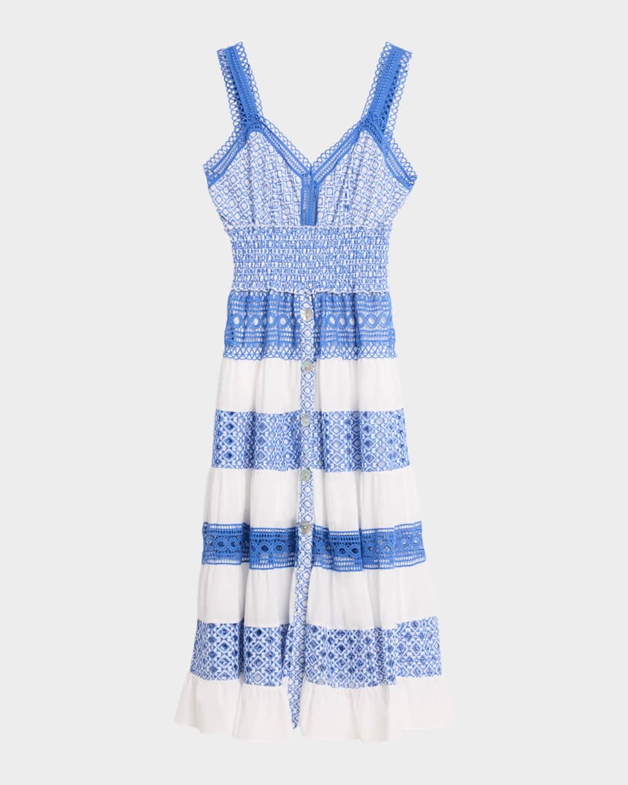 sachin and babi light blue dress Maaji Bridget Embroidered Eyelet Midi Dress