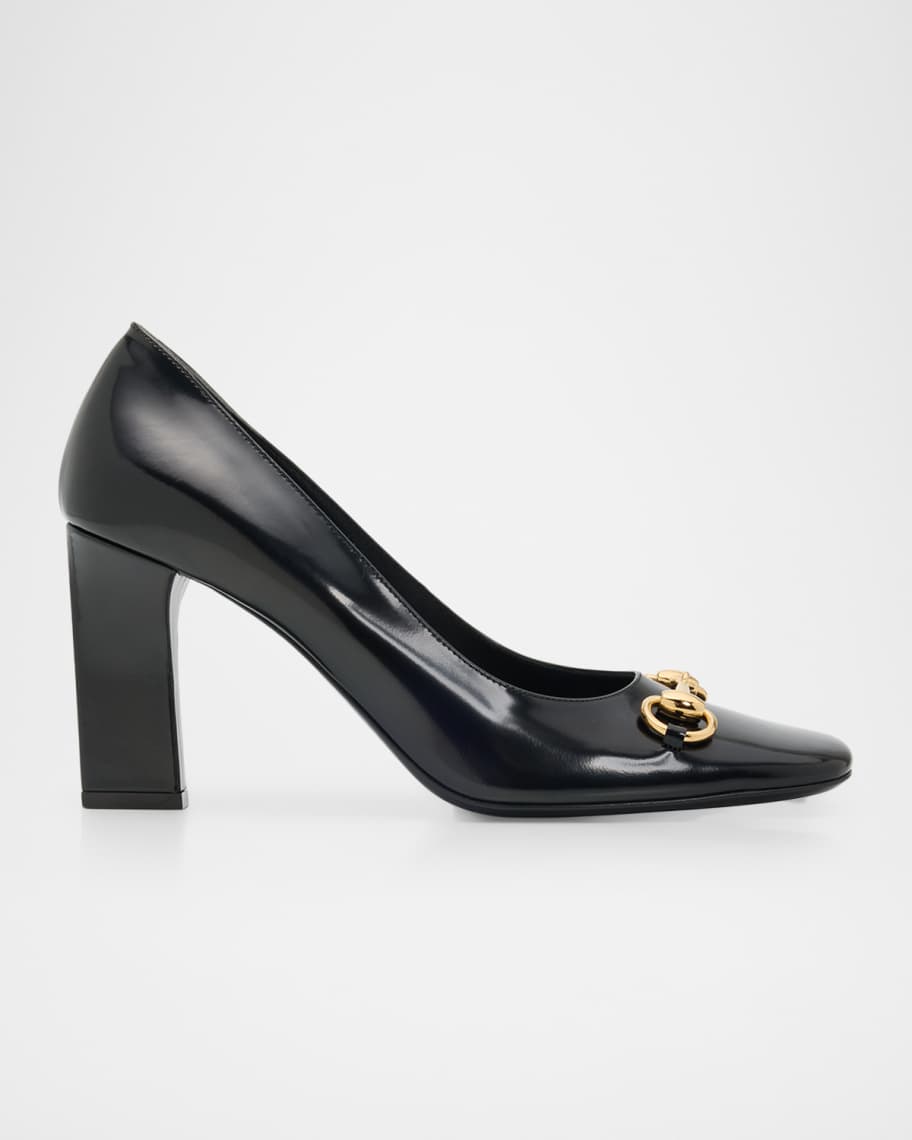 Gucci 85mm Zhora Horsebit Leather Pumps | Neiman Marcus