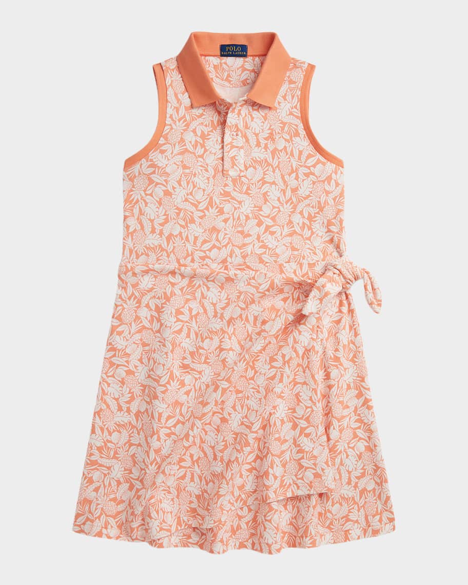 POLO RALPH LAUREN poloknit Y2Kグランジ海外ガール Polo Ralph Lauren Girl's Pineapple Faux-Wrap Mesh Polo Dress, Size