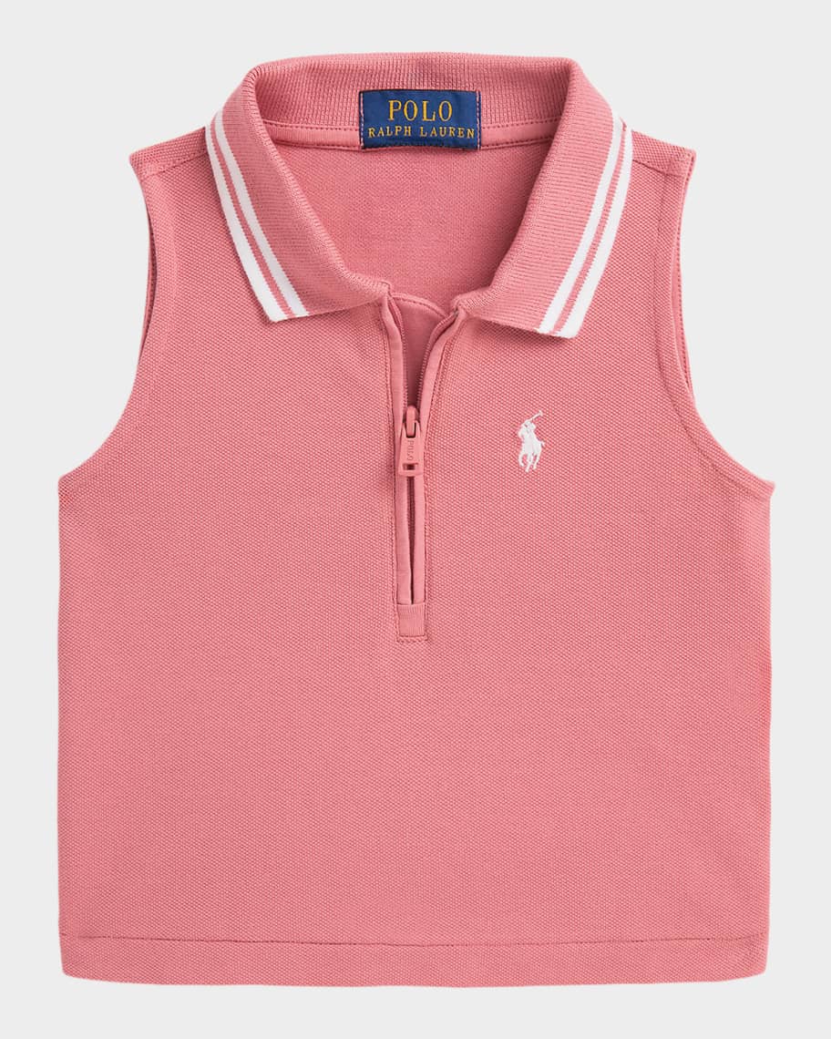 Polo Ralph Lauren Girl's Stretch Mesh Half-Zip Boxy Polo Shirt