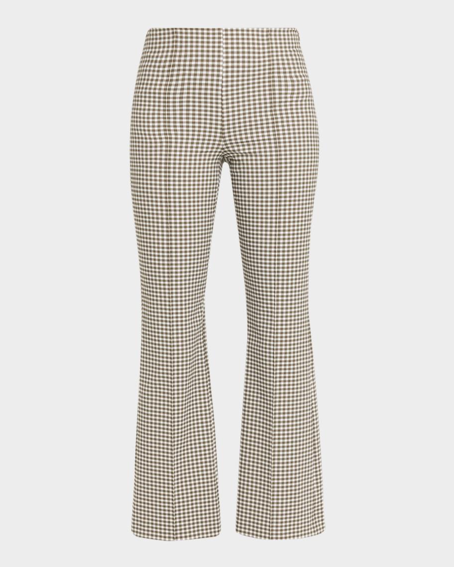 Vince Niki Gingham Mid-Rise Crop Flare Pants | Neiman Marcus