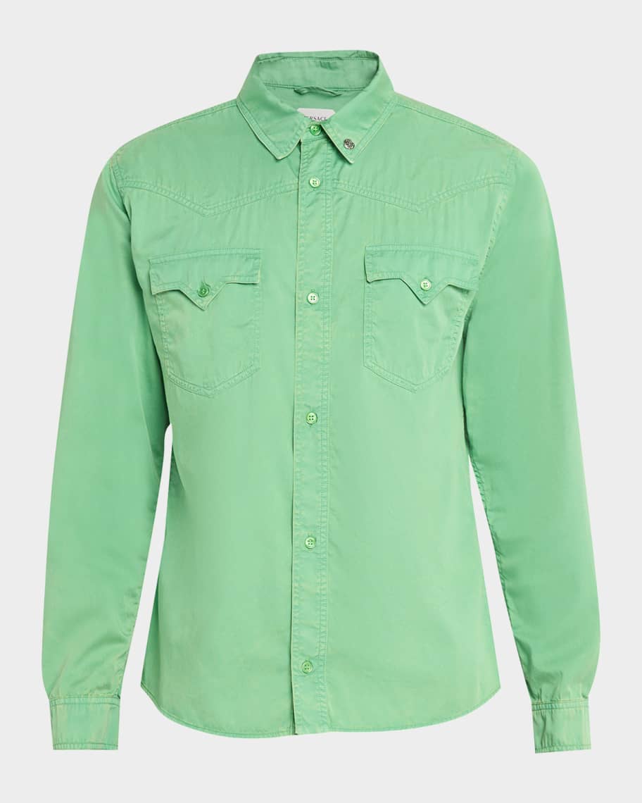Versace Men's Medusa-Coin Cotton Western Shirt | Neiman Marcus