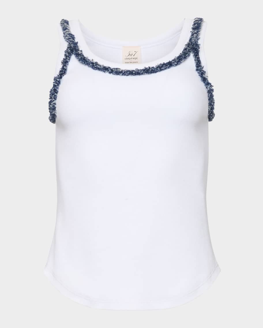 Cinq a Sept Fringe-Trim Tank Top | Neiman Marcus