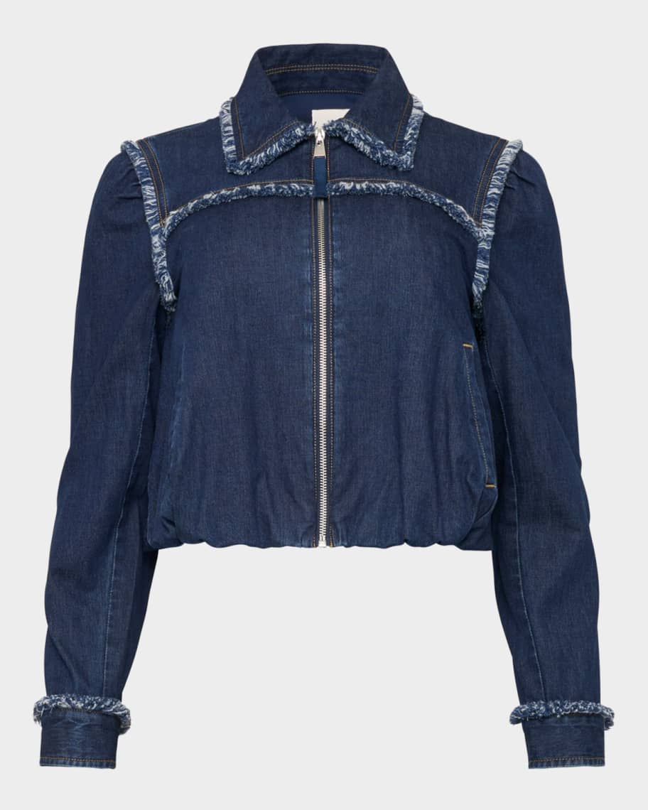 Cinq a Sept Denim Fringe-Trim Jacket | Neiman Marcus