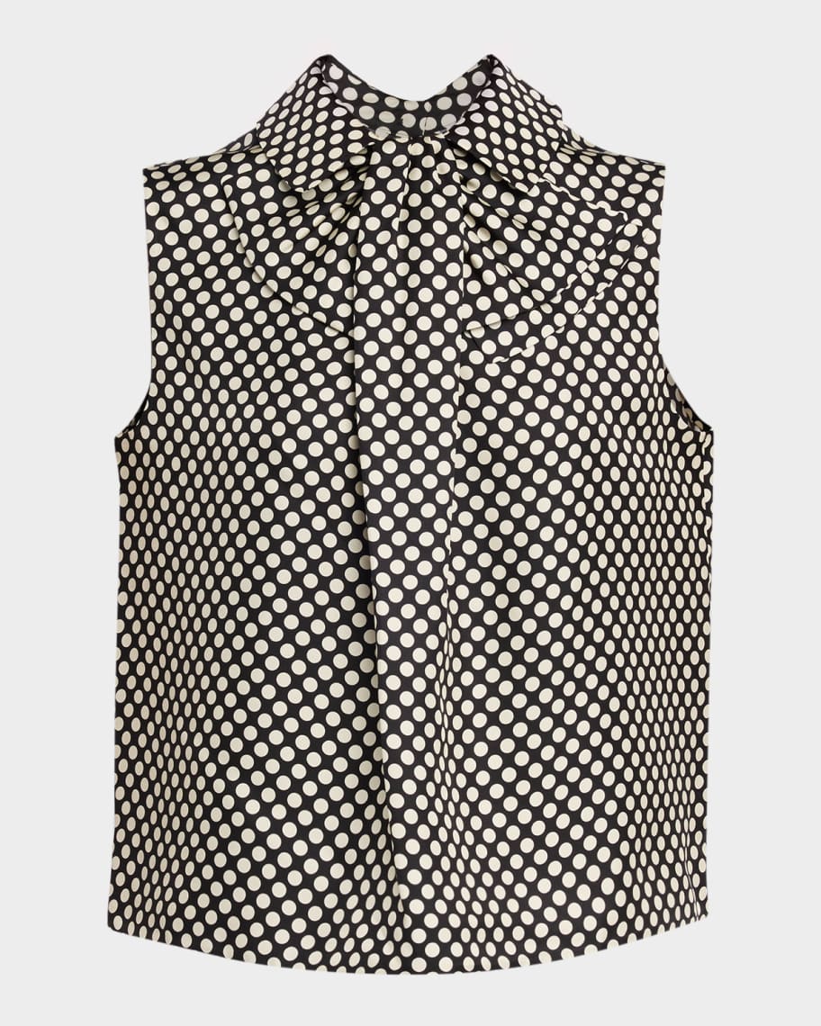 Dice Kayek Polka Dot Silk Twill Sleeveless Blouse | Neiman Marcus