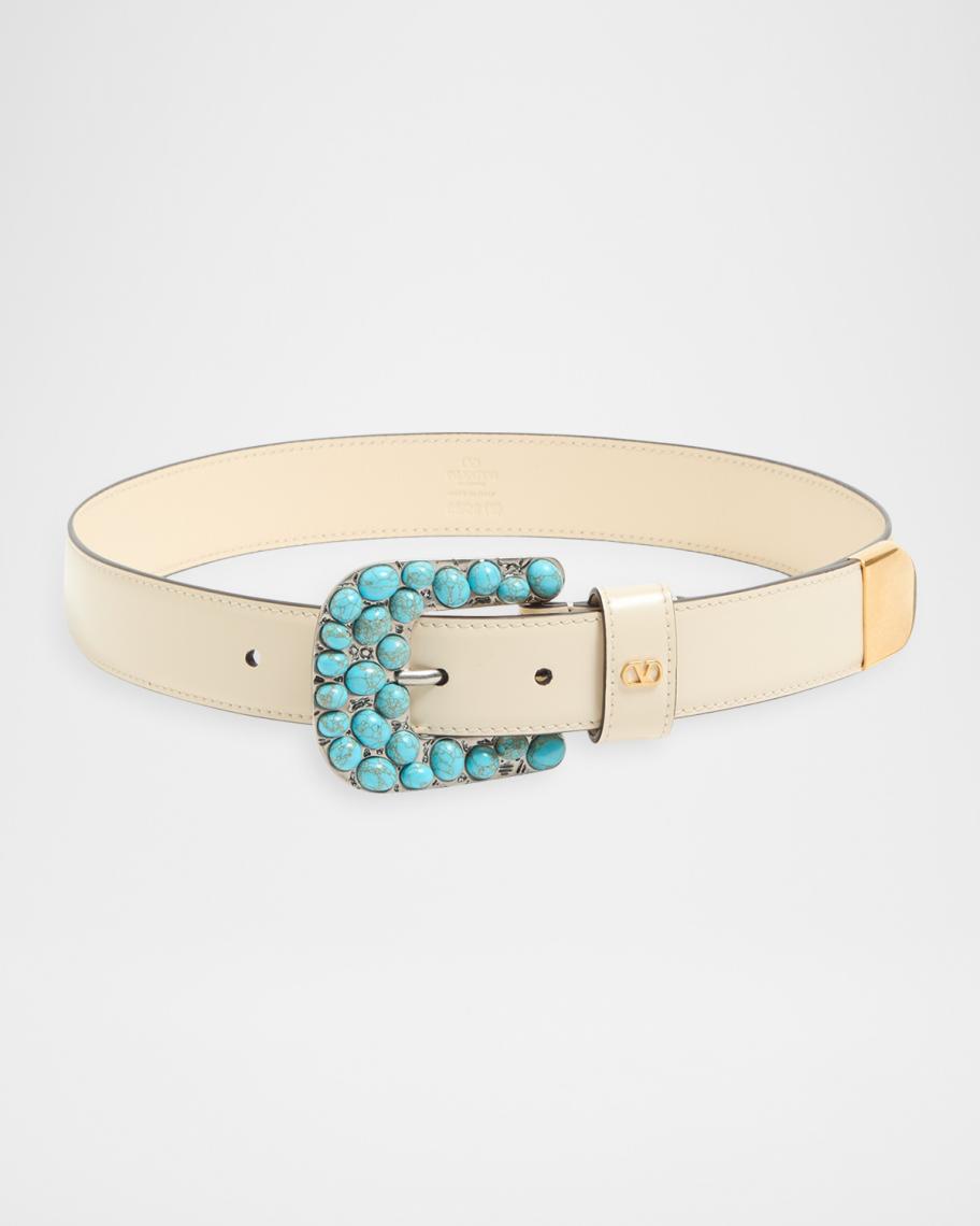 Valentino Garavani VLogo Signature Brushed Calfskin Belt  display picture 2