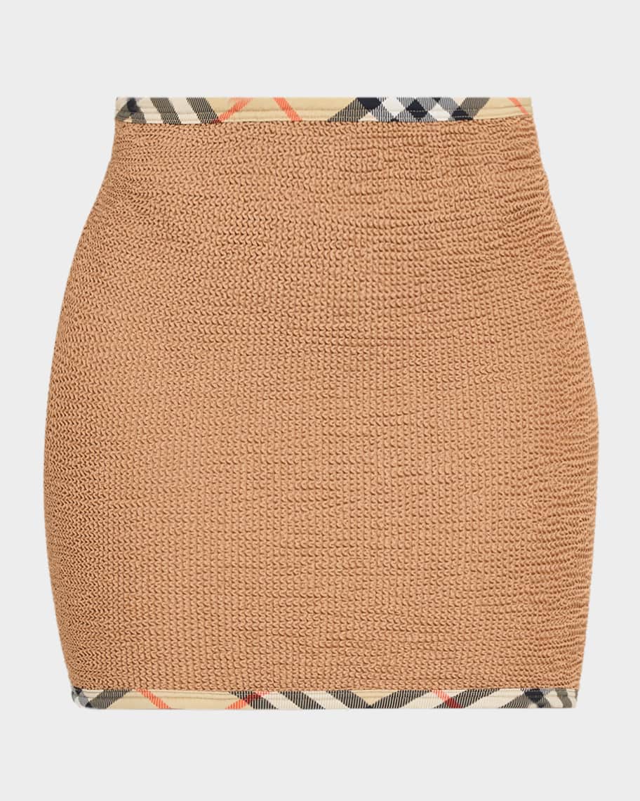 Burberry x Hunza G Devyn Check-Trim Swim Skirt | Neiman Marcus