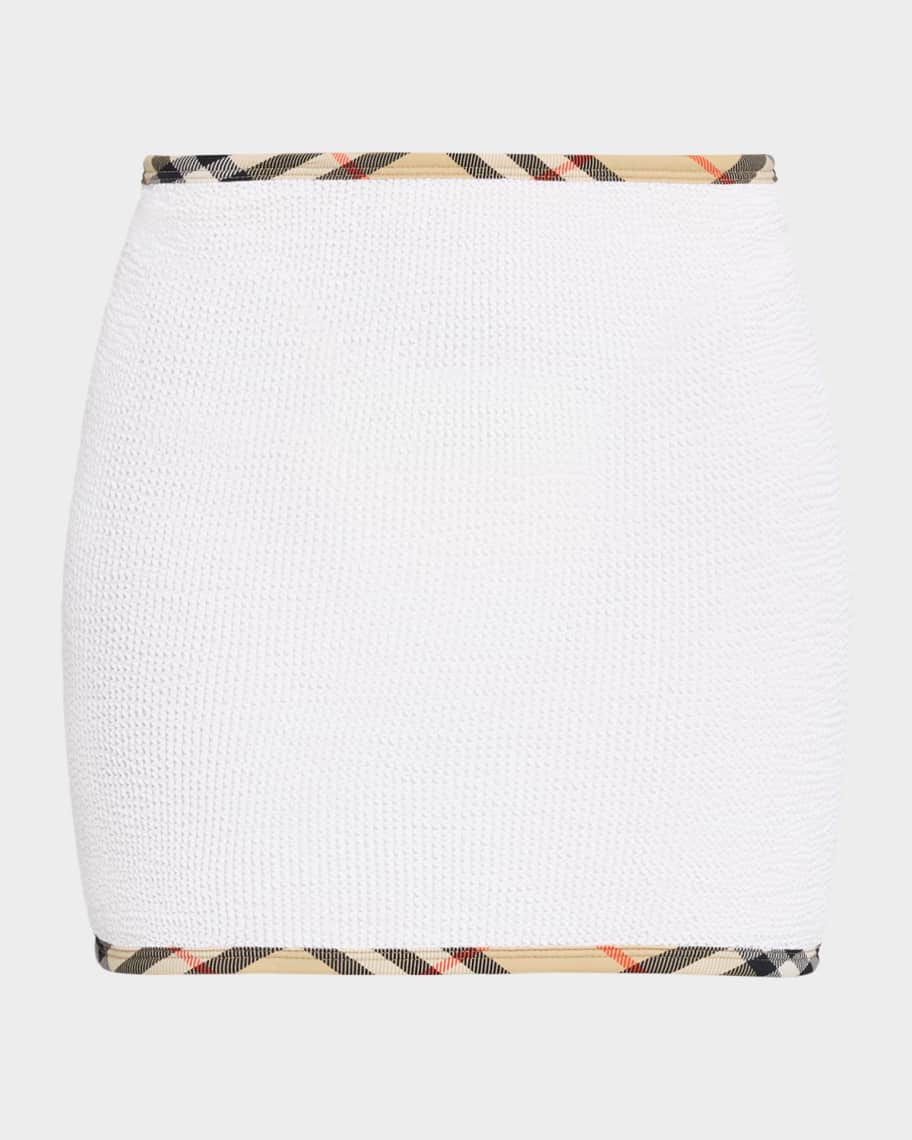 Burberry x Hunza G Devyn Check-Trim Swim Skirt | Neiman Marcus