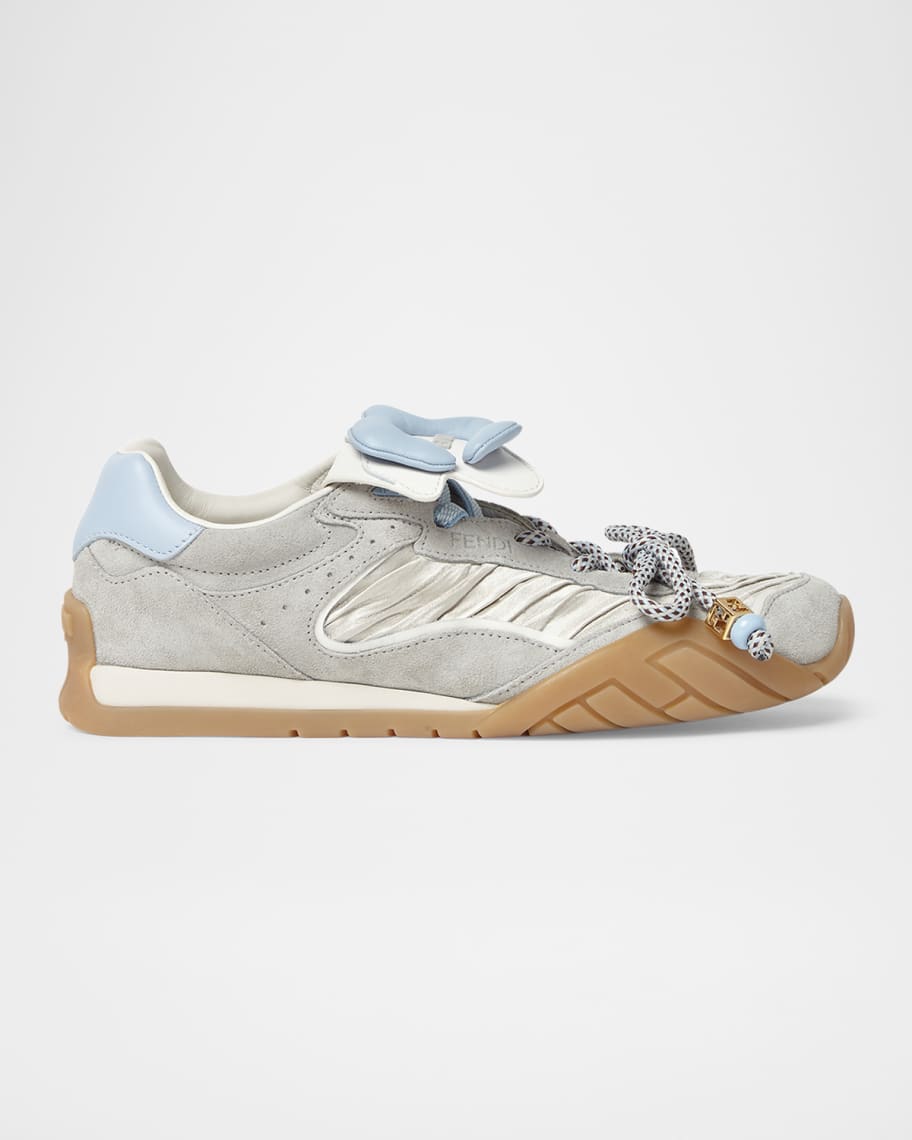 Fendi Wave Pulse Mixed-Media Low-Top Sneakers | Neiman Marcus