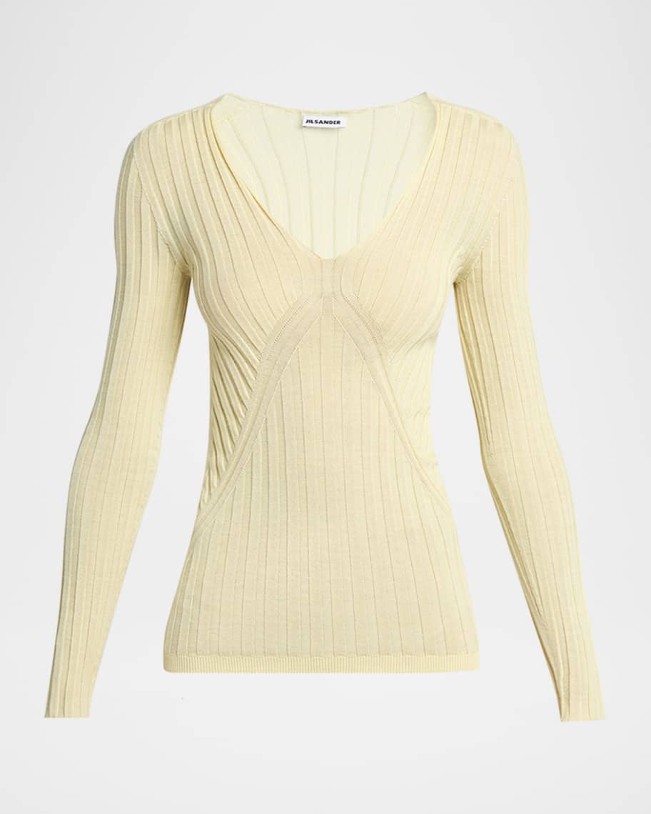 JIL SANDER - 最終価格✨JIL SANDER knit tops. Jil Sander Cashmere-Silk V-Neck Sweater | Neiman Marcus